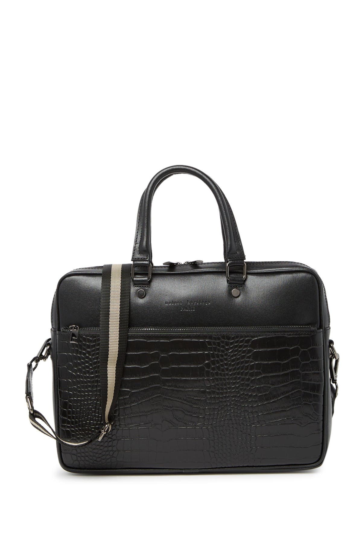 Maison Heritage Leather Crocembossed Document Holder Briefcase In