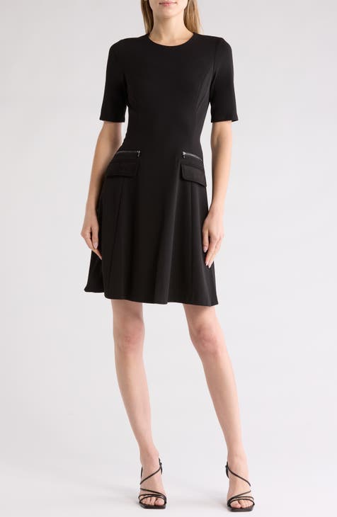 Zip Trim A-Line Dress