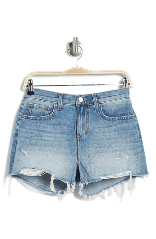 L Agence Womens Distressed Mid Rise Denim Shorts In Westport