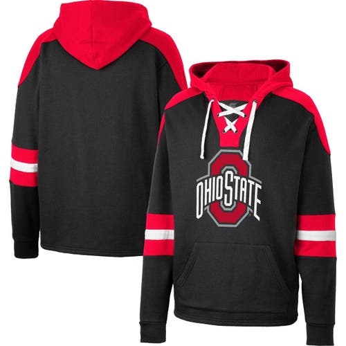 Men's Colosseum Black Ohio State Buckeyes Lace-Up 4.0 Pullover Hoodie