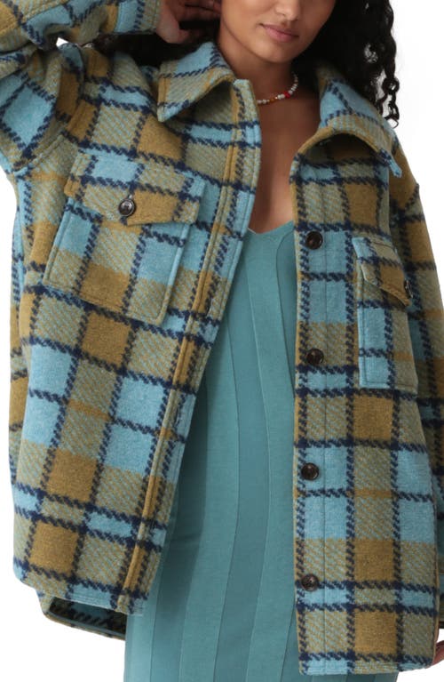 Scout Plaid Wool Blend Shirt Jacket in Indigo/Chartreuse