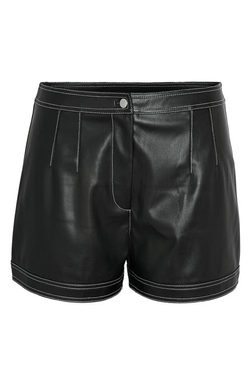 Kimberly Faux Leather Shorts in Black Detailcontrast Stitch