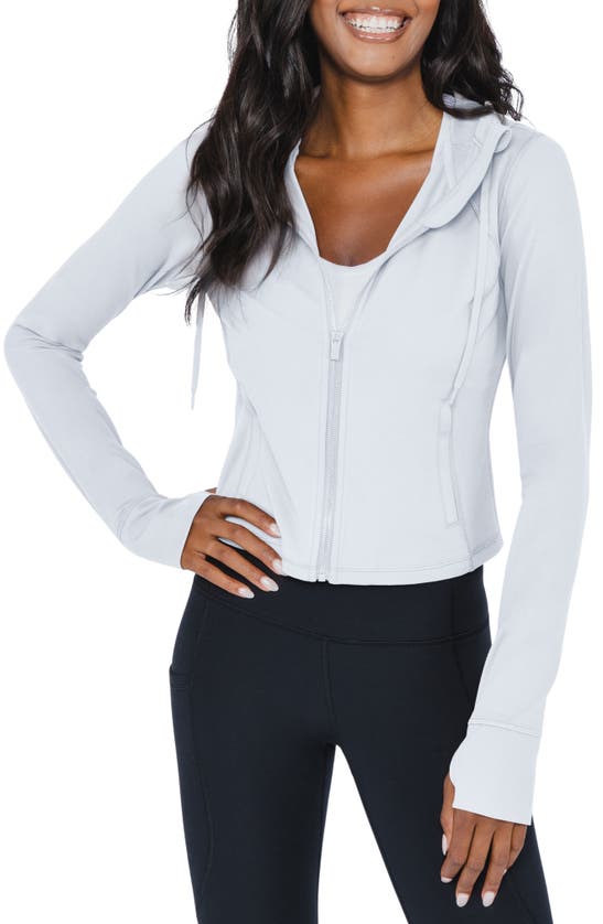 90 Degree By Reflex Cropped Zip Up Hooded Jacket In White | ModeSens