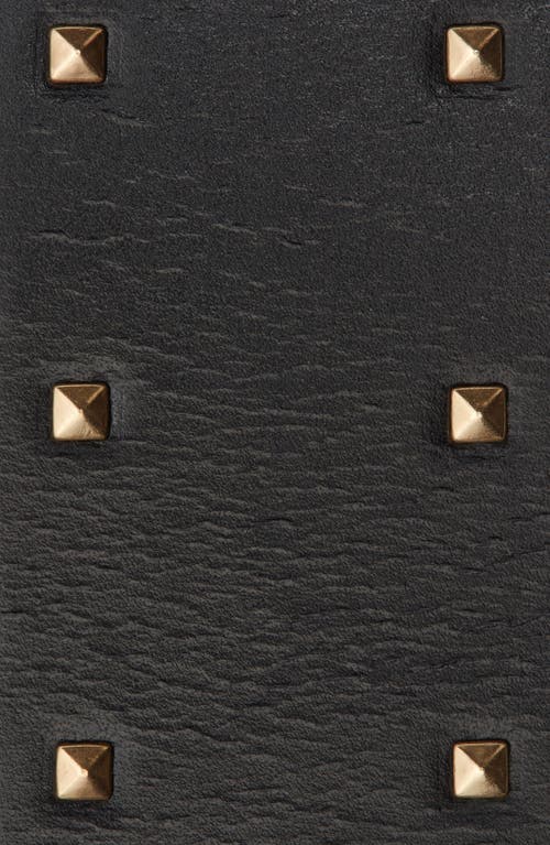 Shop Allsaints Pyramid Stud Leather Belt In Black/warm Brass