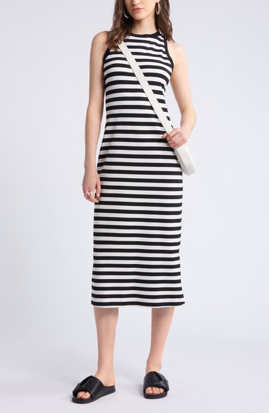 Shop Nordstrom Knit Tank Dress In Black- Ivory Jane Stripe