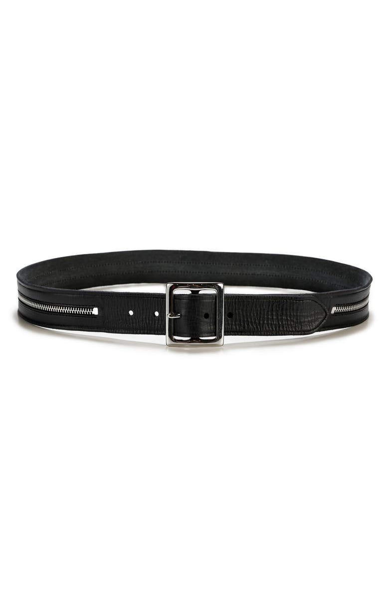 PAIGE 'Sabine' Zip Detail Leather Belt | Nordstrom