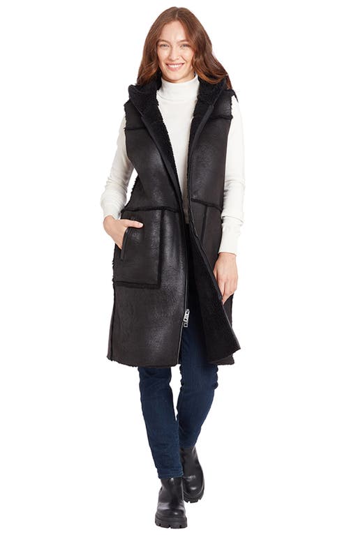 Frye Water Resistant Faux Leather & Faux Shearling Vest In Black