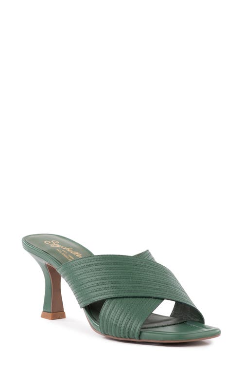 Fleet Cross Strap Leather Sandal in Green