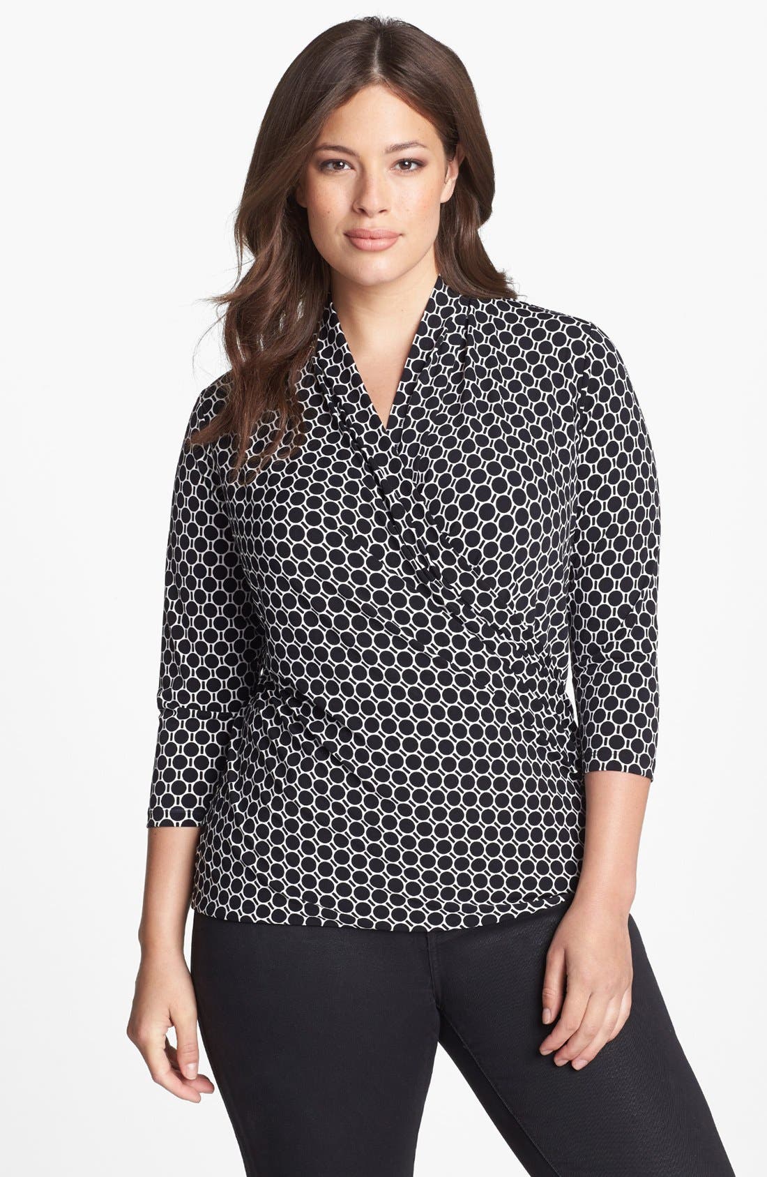 Vince Camuto Print Faux Wrap Top (Plus Size) | Nordstrom