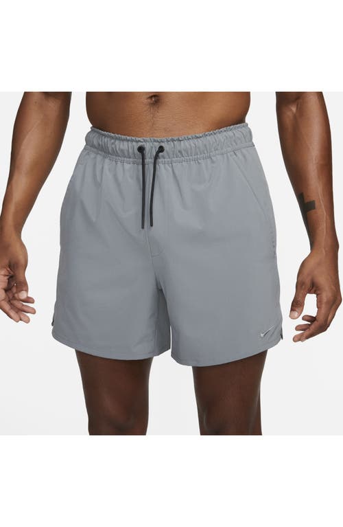 Shop Nike Dri-fit Unlimited 5-inch Athletic Shorts In Smoke Grey/black/smoke Grey