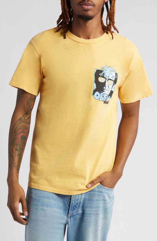 Obey Now Cotton Graphic T-shirt In Pigment Sunflower