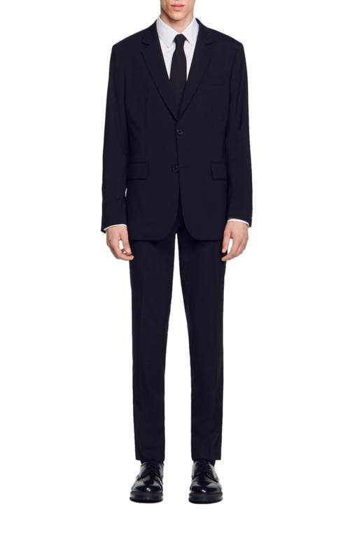 Sandro Virgin Wool Suit Jacket In Black