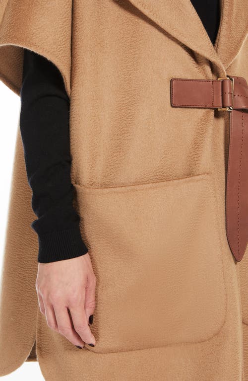 Shop Max Mara Dorico Belted Double Face Cashmere Cape In Camel