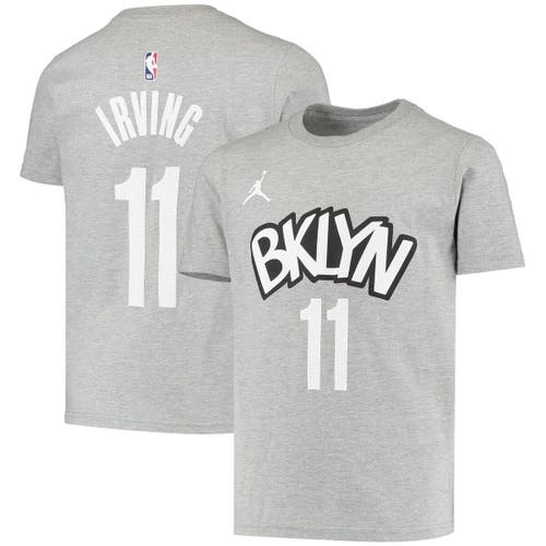 Youth Jordan Brand Kyrie Irving Gray Brooklyn Nets Statement Edition Name & Number T-Shirt