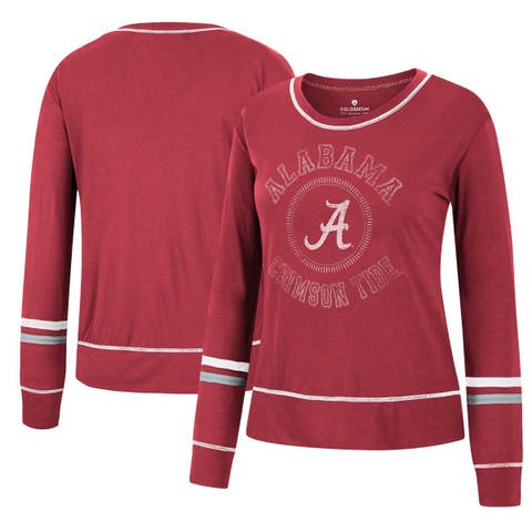 Women's Colosseum Heathered Crimson Alabama Tide 15 Min Early Football V-Neck T-Shirt Size: Small