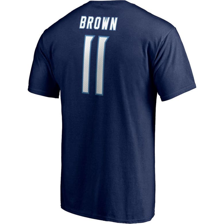 Fanatics Men's Aj Brown Navy Tennessee Titans Player Icon Name And Number T- shirt