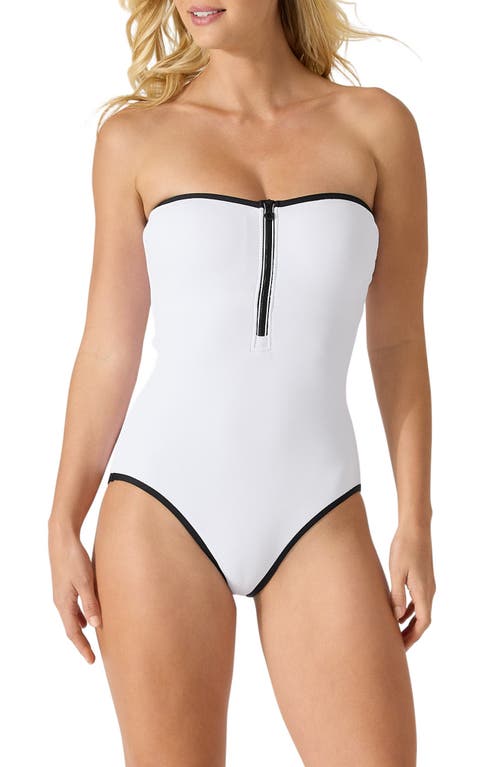 Pearl Shirred Bandeau One-Piece Swimsuit