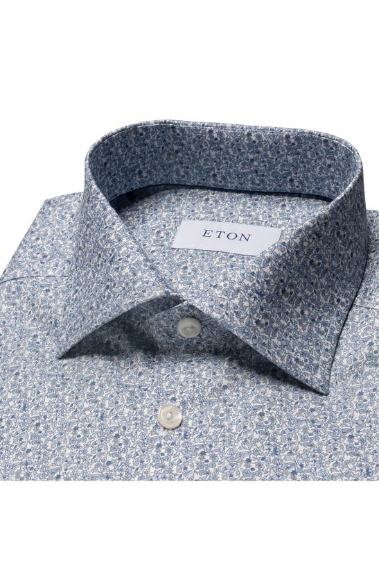 Shop Eton Slim Fit Floral Cotton Dress Shirt In Light Pastel Blue