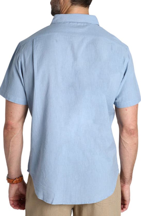 Jachs Linen & Cotton Blend Short Sleeve Button-up Shirt In Light Blue