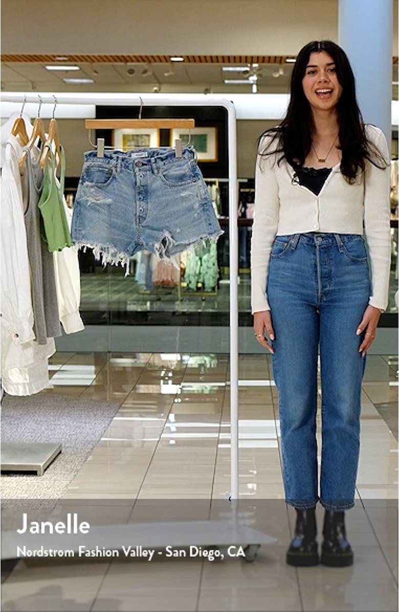 Wheatfield Distressed Cutoff Denim Shorts, sales video thumbnail