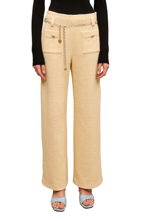 maje Pillo Hollywood Waist Tweed Trousers in Jaune Pale