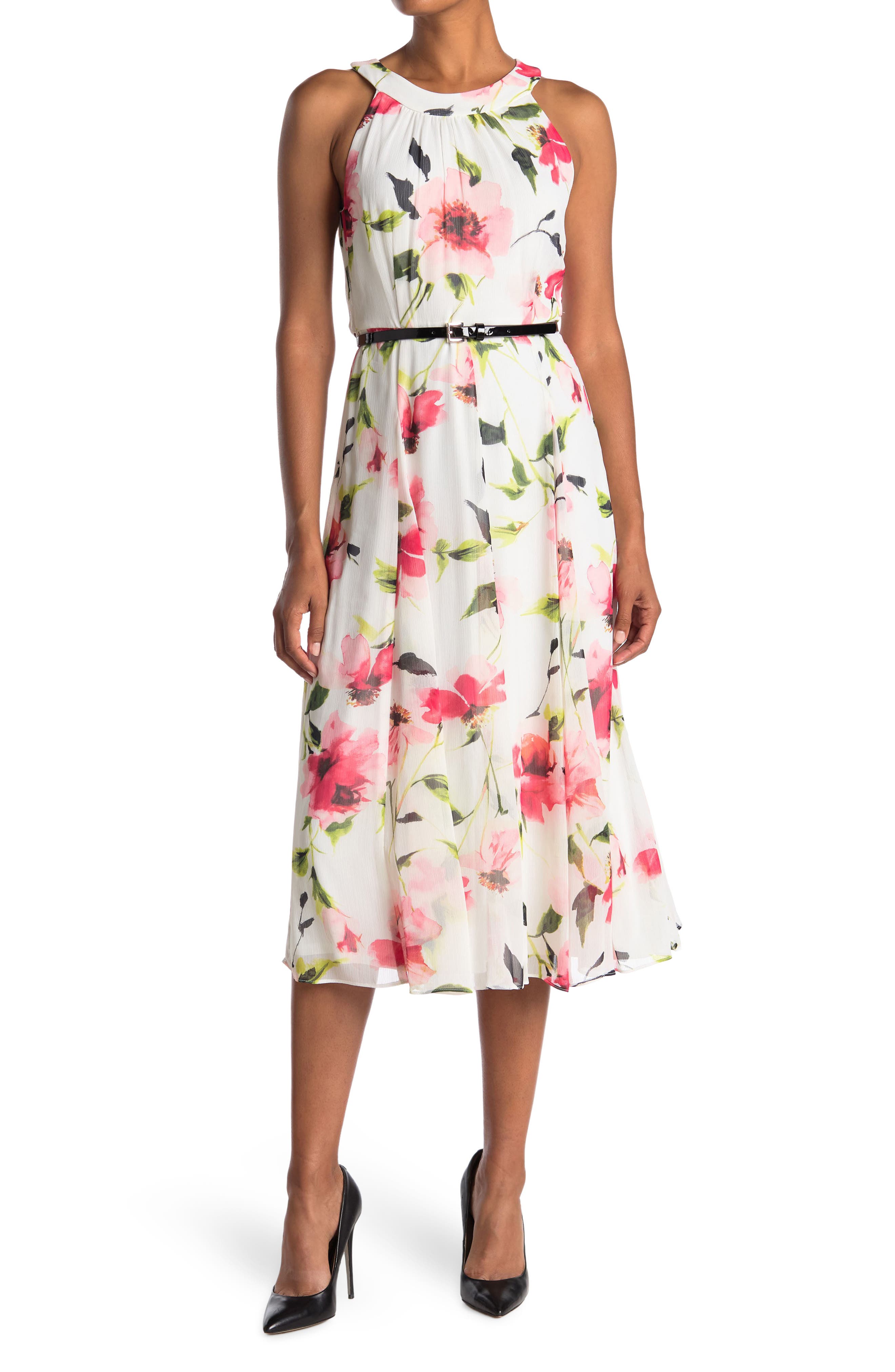 tommy hilfiger floral belted dress