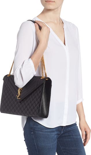 Saint Laurent - Large Envelope Leather Shoulder Bag - Women - Calf Leather - One Size - Black