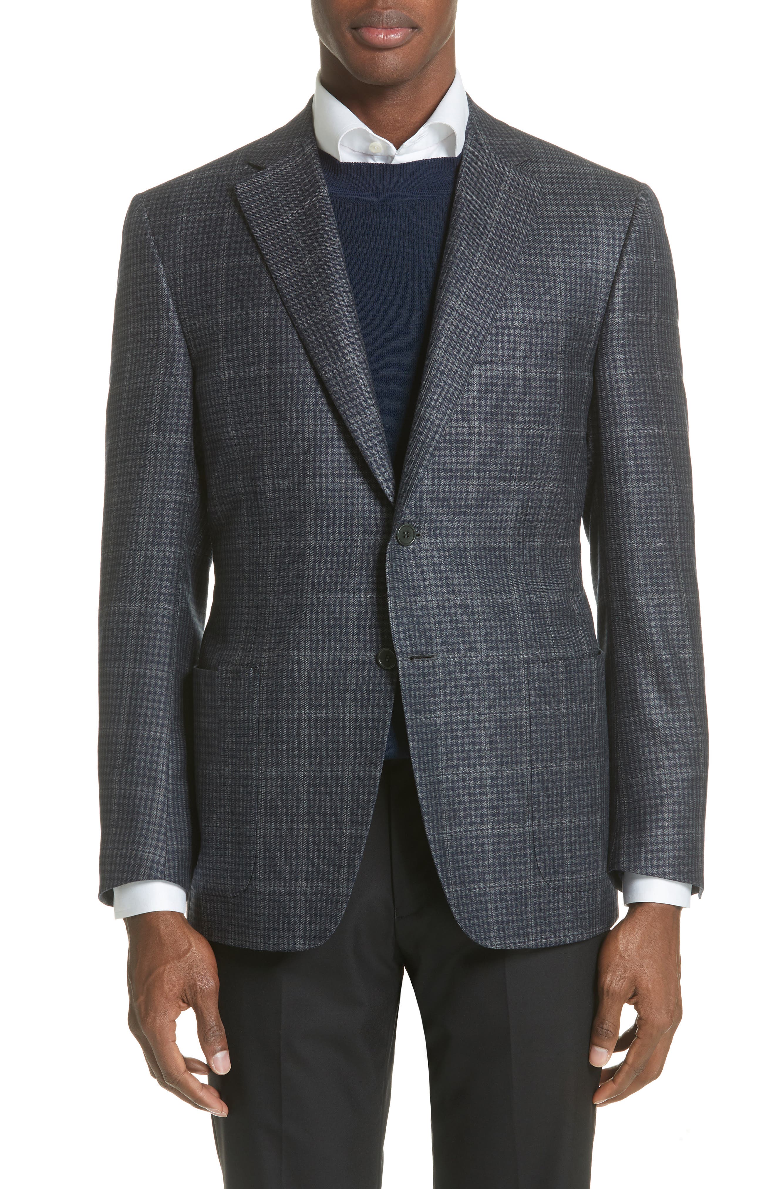 Canali Classic Fit Check Silk & Wool Sport Coat Nordstrom