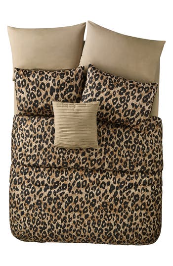 Vcny Home Cheetah Reversible Bed In A Bag Comforter Set Collection Bedding In Brown