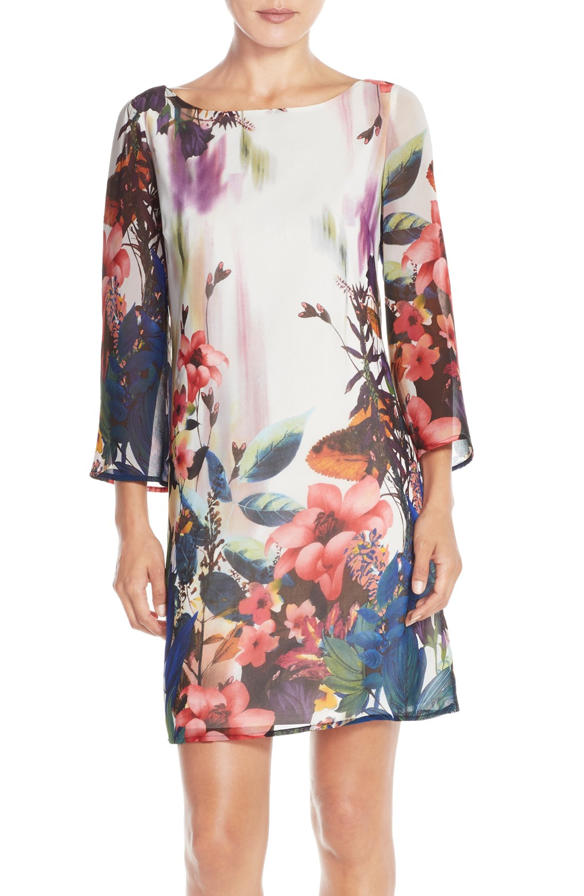 Maia Floral Print Chiffon Shift Dress | Nordstrom