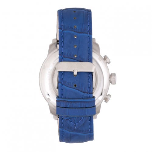 Heritor Automatic Arthur Semi-skeleton Leather-band Watch W/ Day/date In Silver/blue