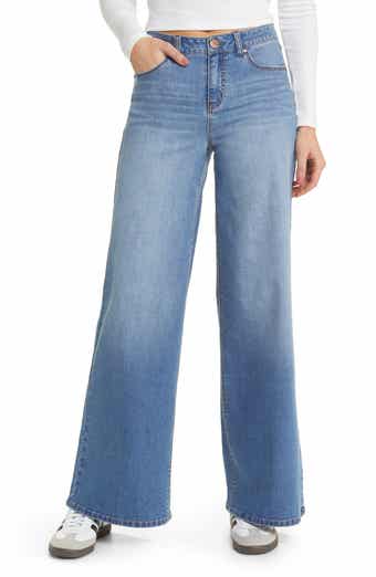 Blue Raw Hem Wide Leg High Waist Plus Size Jeans – Offduty India