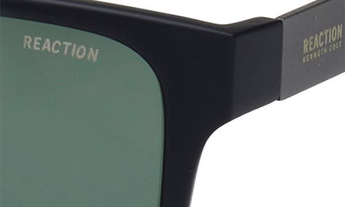 Shop Kenneth Cole 57mm Rectangular Sunglasses In Matte Black/green