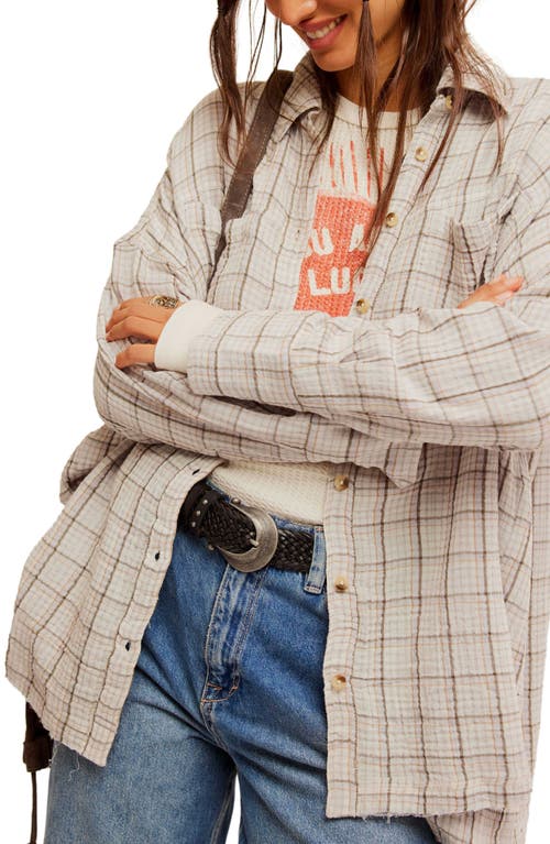 Free People Cardiff Plaid Texture Shirt In Misty Lilac Combo