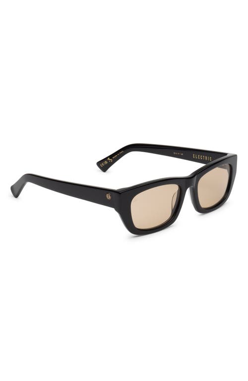 Shop Electric Catania 52mm Rectangular Sunglasses In Gloss Black/amber