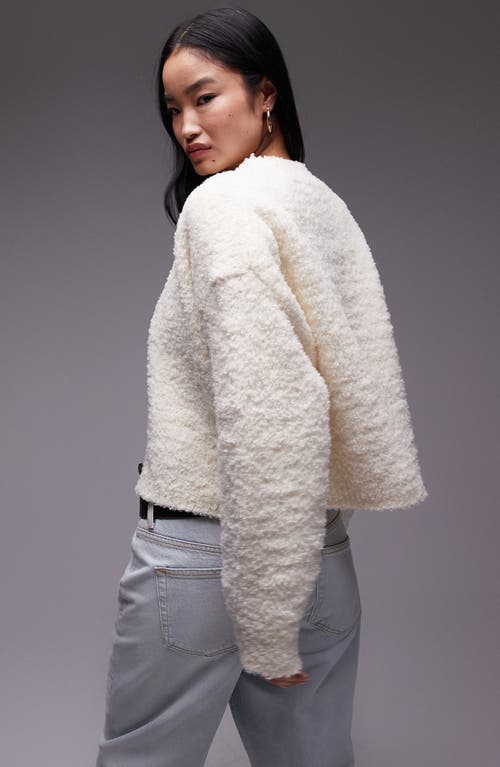 Shop Topshop Oversize Bouclé Cardigan In Marshmallow