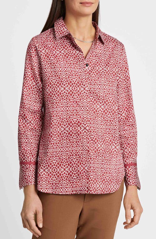 FOXCROFT FOXCROFT IRIS ABSTRACT PRINT COTTON SATEEN BUTTON-UP SHIRT