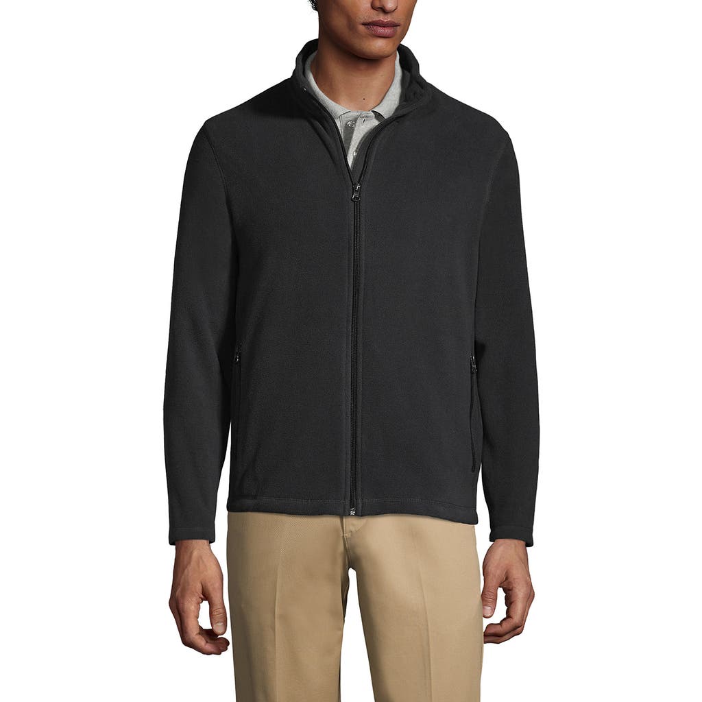 Lands' End Full-zip Mid-weight Fleece Jacket In Dark Charcoal