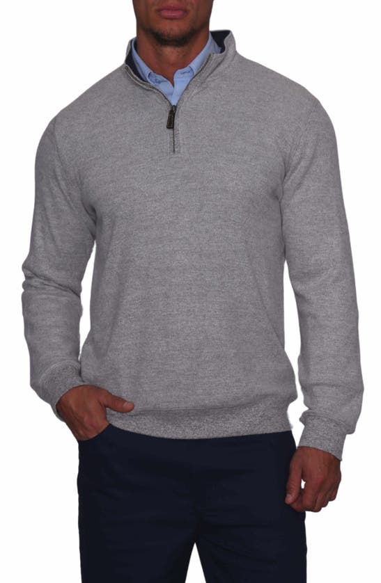 Tailorbyrd Cozy Quarter Zip Pullover Sweater In Lt. Grey
