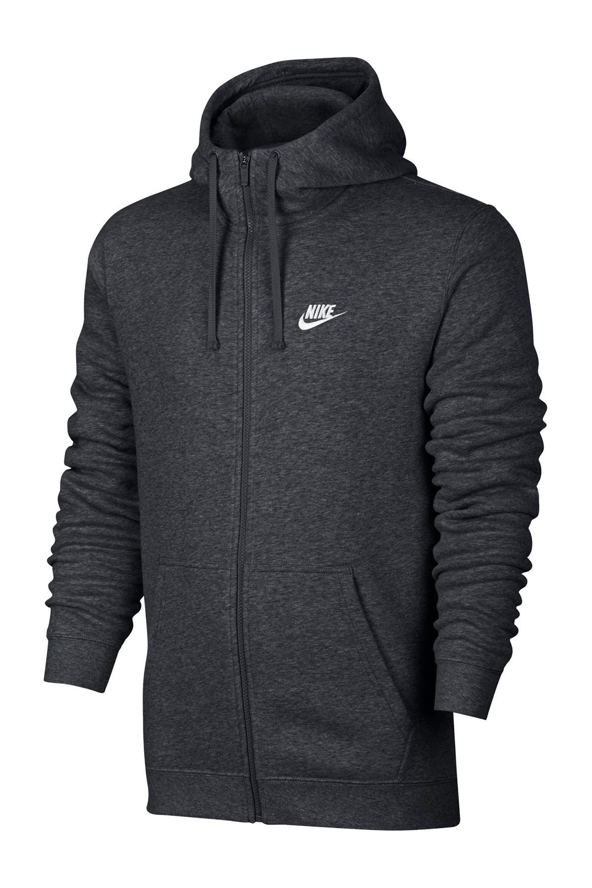 nike club full zip hoodie in black