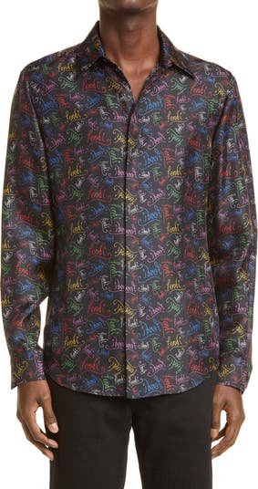 x Noel Fielding Logo Graphic Button-Up Silk Shirt