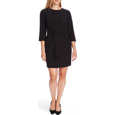 Vince Camuto Belted Stretch Crepe Dress, Black