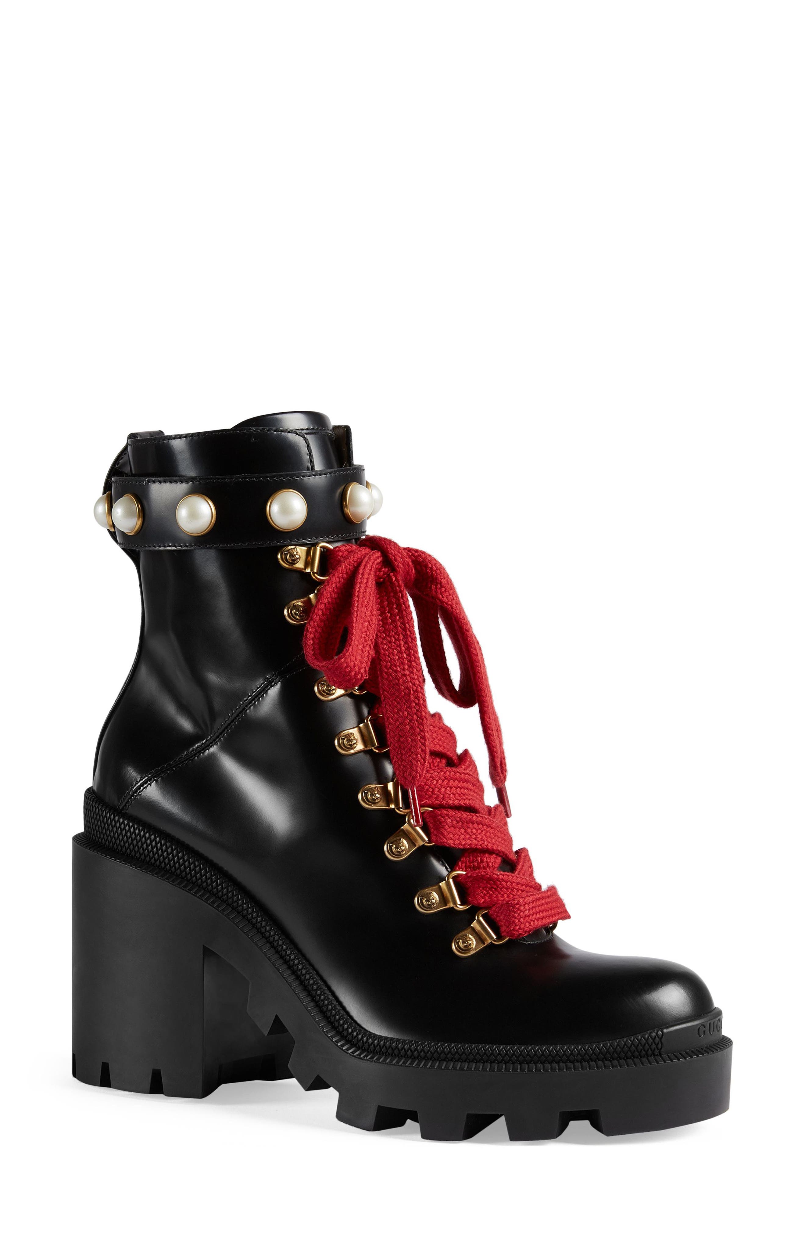 gucci red lace boots