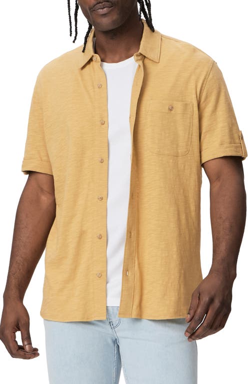 Paige Brayden Short Sleeve Slub Knit Button-up Shirt In Yellow