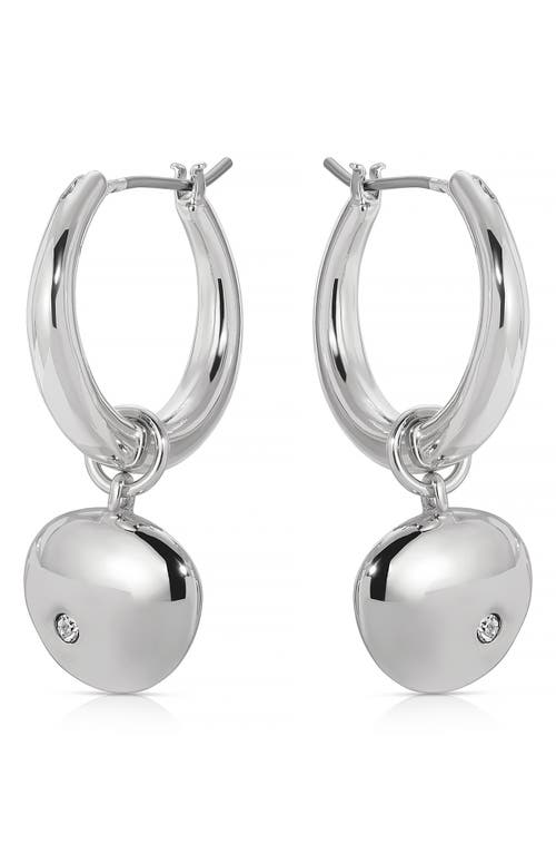 Polished Pebbles Drop Hoop Earrings in Rhodium