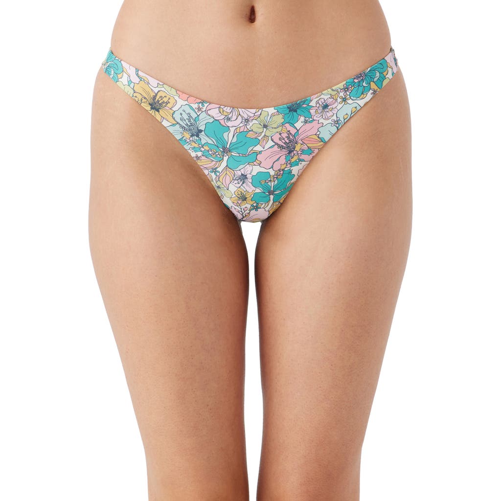 O'neill Janis Floral Hermosa Bikini Bottoms In Teal Multi Colored