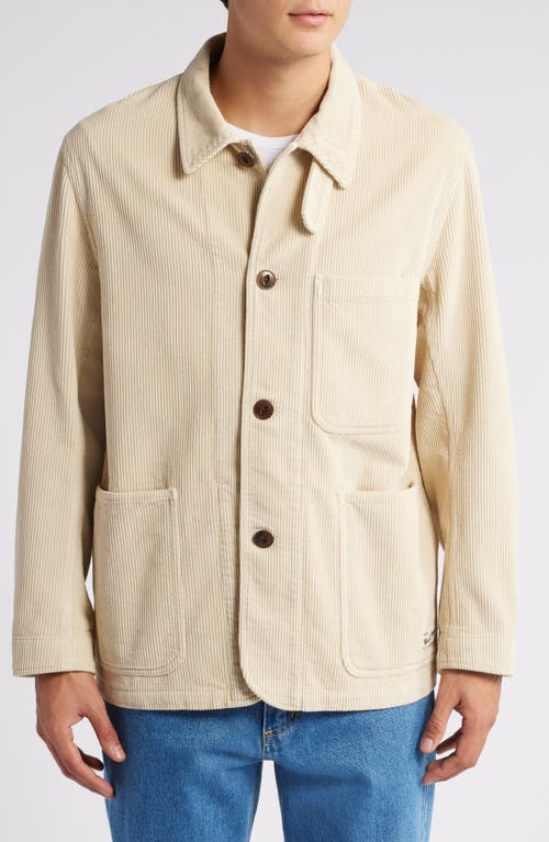 Shop Merz B Schwanen Organic Cotton Corduroy Workwear Jacket In Nature