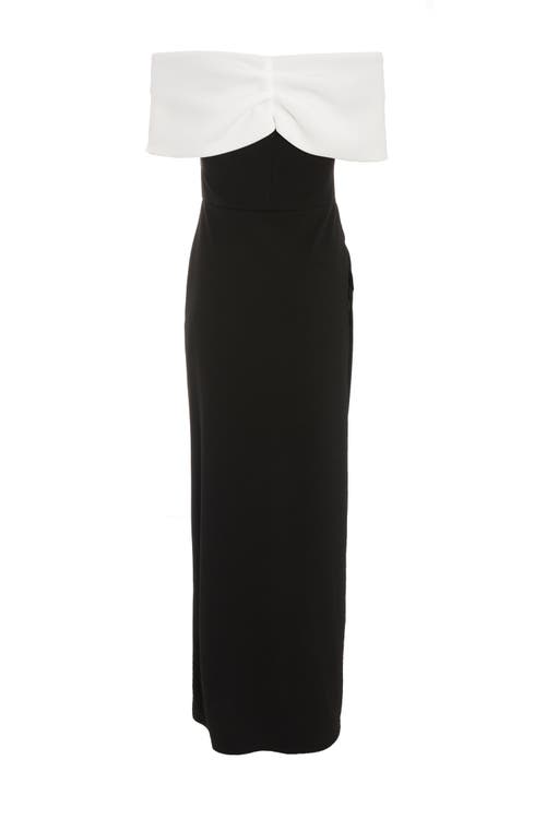 Quiz Scuba Crepe Bardot Ruched Maxi Dress In Black