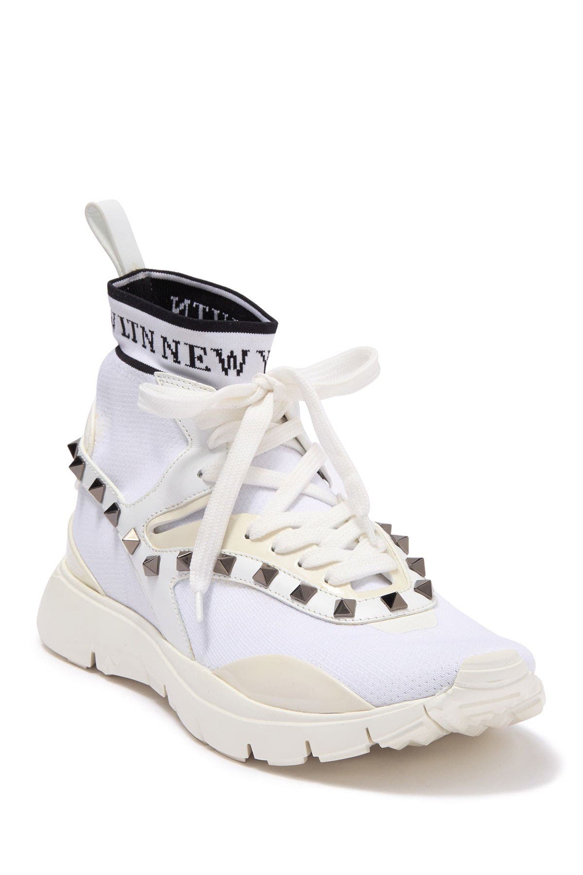 valentino white studded sneakers