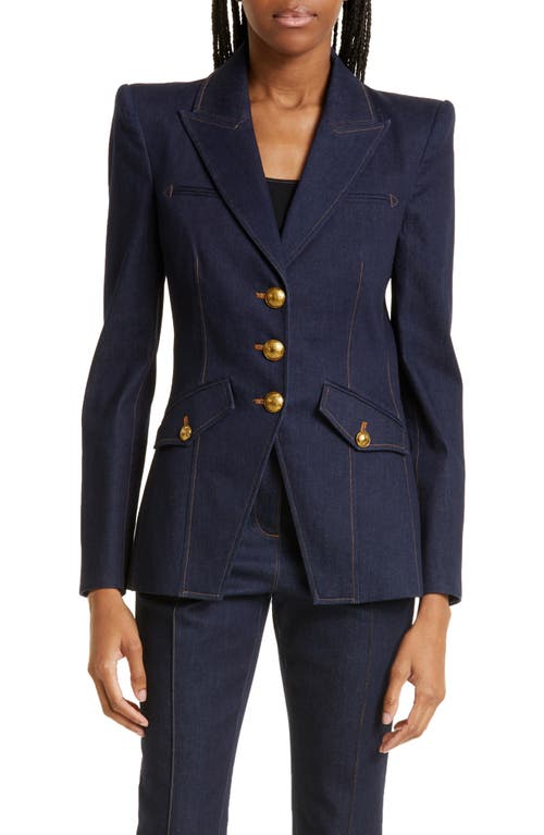 Veronica Beard Anoki Cotton Blend Denim Dickey Jacket Dark Oxford Blue at Nordstrom,